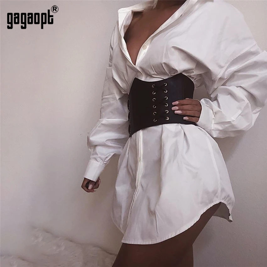Хлопковое белое/Черное мини-платье Gagaopt элегантное белое офисное платье с