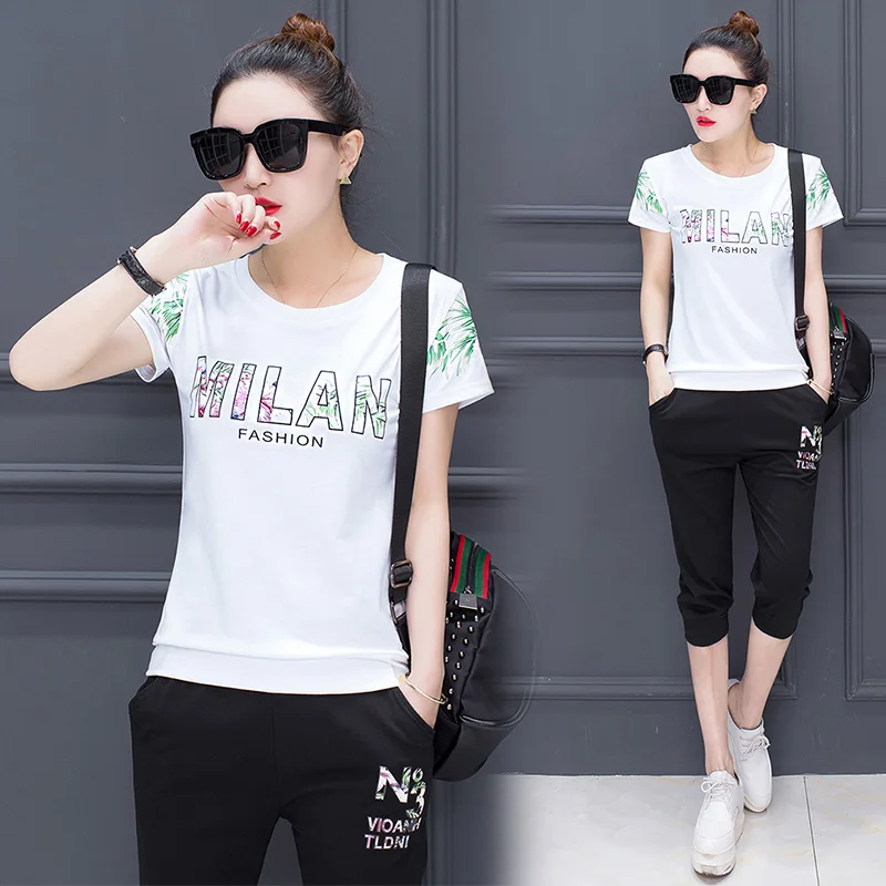 Свободные тонкие хлопковые укороченные брюки с короткими рукавами Тонкий Модный