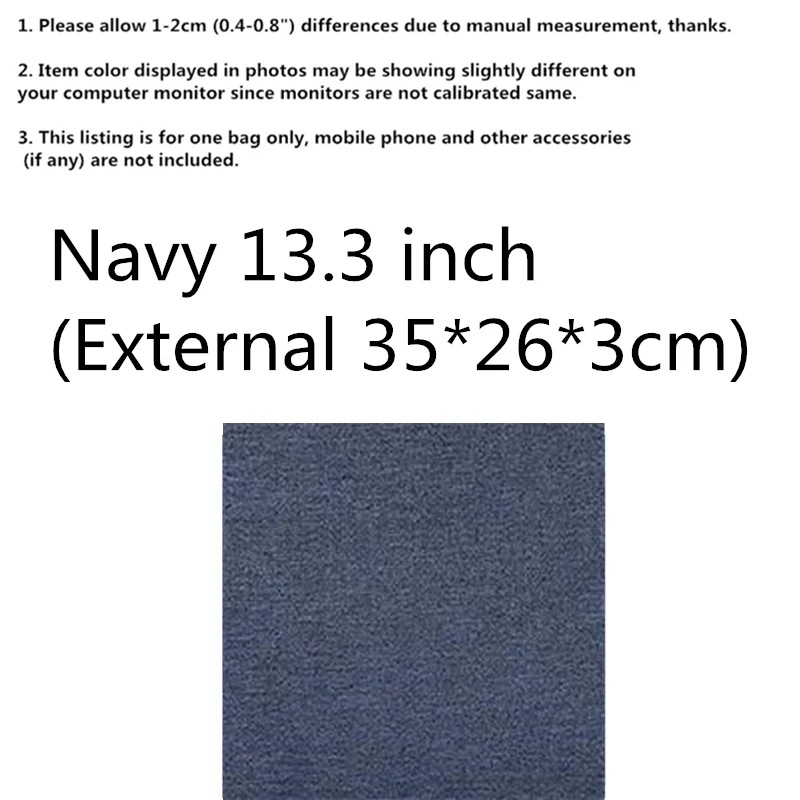 Navy 13.3 inch Сумка для ноутбука Macbook Air Pro retina 11 12 13 14 15 15,6 дюймов чехол для ноутбука чехол для планшета Xiaomi Air hp Dell - Цвет: Navy 13.3 inch
