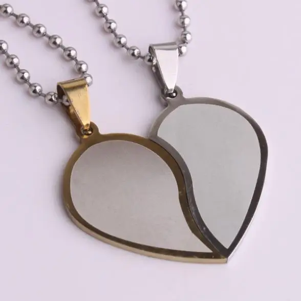 Влюбленные золотые края в половине сердца 316L нержавеющая сталь Подвеска бусины