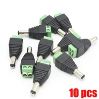10pcs dc plug male dc power plug connector 2 1mm x 5 5mm 5 52 1mm screw fastening type dc plug adapter to connection led strip