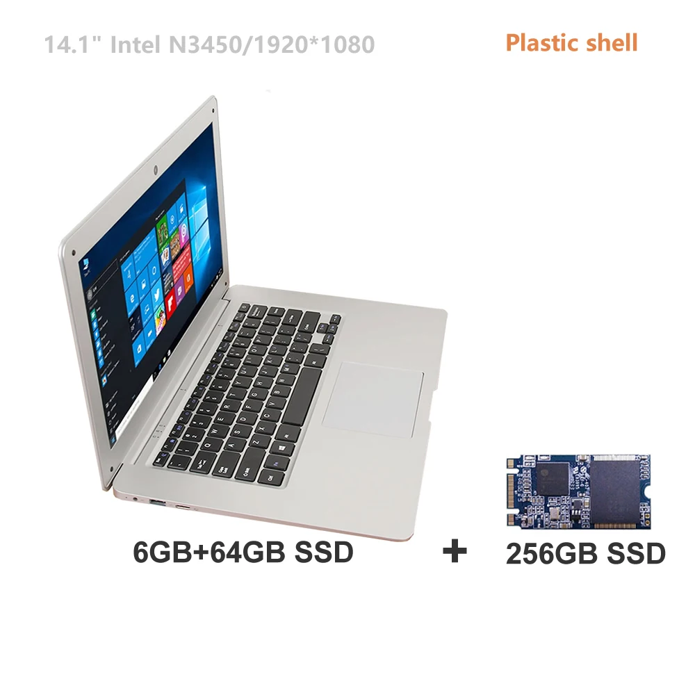 14 1 дюймов Игровые ноутбуки ПК 6 ГБ/64 ГБ + 256 SSD ультра тонкий Intel N3450 HD 1920*1080 Windows 10
