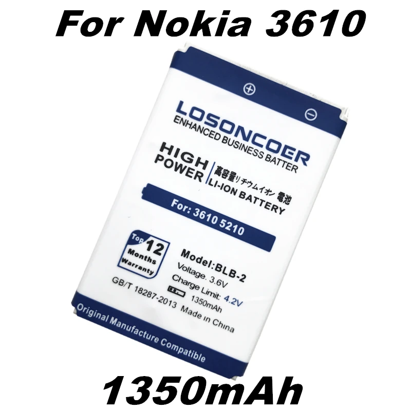 Аккумулятор LOSONCOER 1350 мАч аккумулятор BLB2 для Nokia 3610 5210 6500 6510 7650 8210 8910 8250 8910i 8310 8850 8890