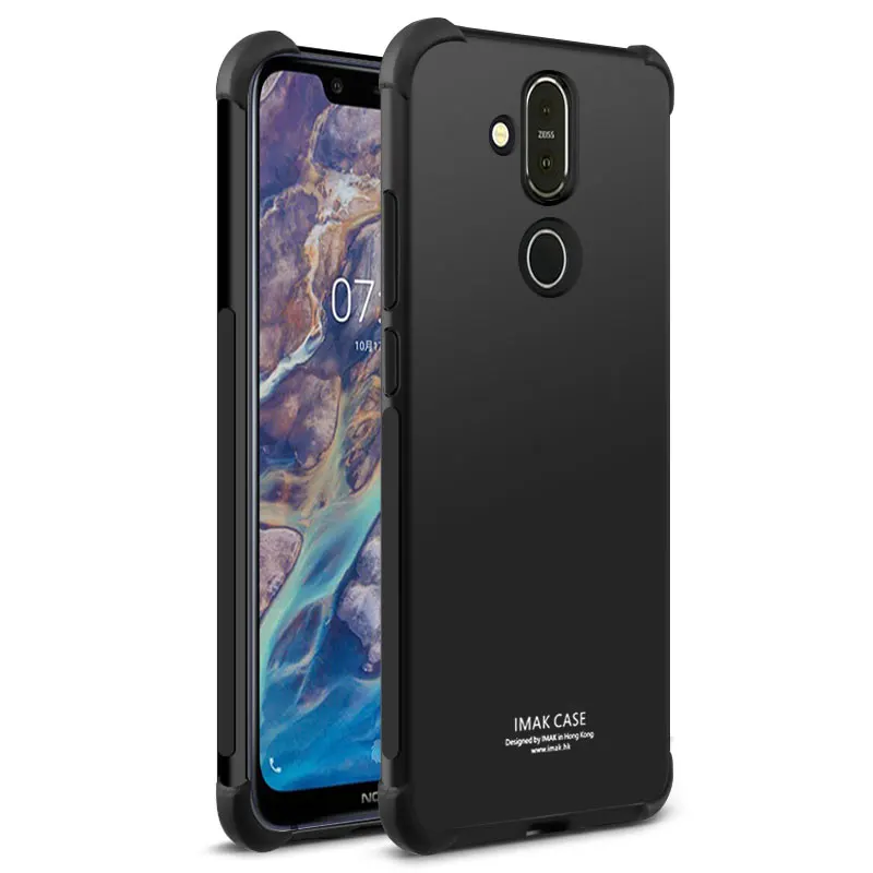 Metal Black IMAK подушка безопасности для Nokia X7 чехол силиконовый сольф ТПУ чехол для Nokia X71 Чехол+ пленка для экрана для Nokia 8,1 противоударный чехол - Цвет: Metal Black