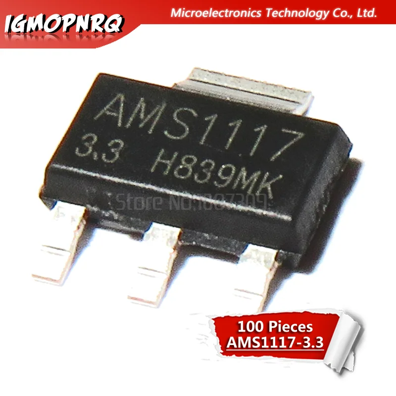 100 шт. AMS1117-3.3 AMS1117 3,3 V 1A SOT-223 напряжения