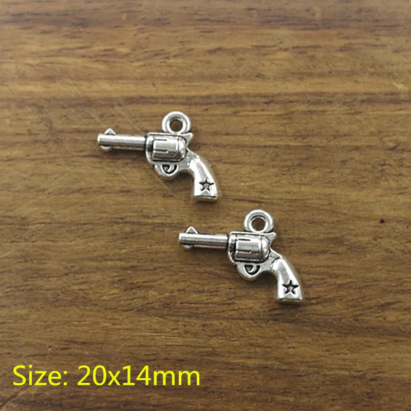 10 шт. подвески для пистолета револьверный пистолет с тибетским посеребренным