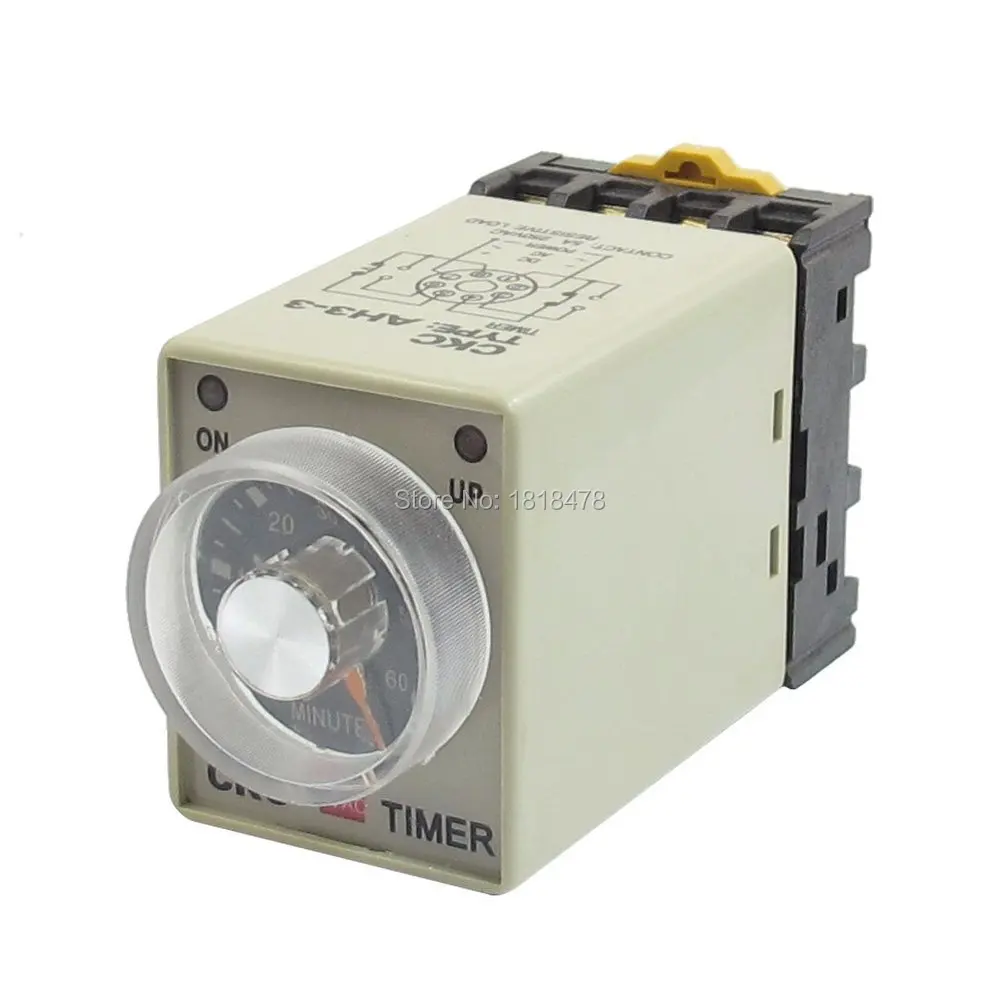 AH3-3 AC 110V 8P 0-60 Minutes Range Adjustable Delay Timer Time Relay AH3-3 + Base