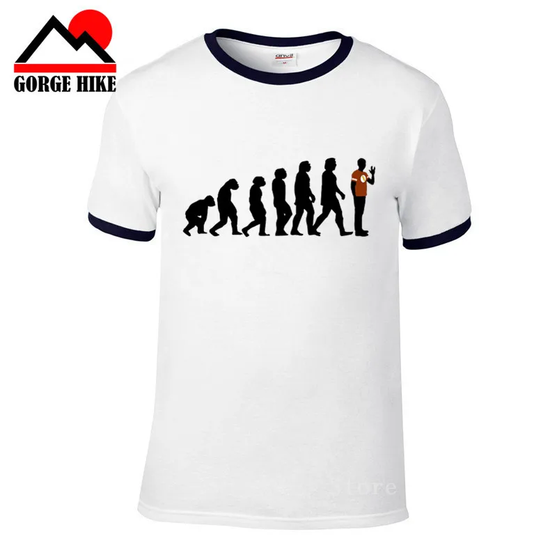 Мужская футболка Geek reverse evolution хлопковая Повседневная с коротким рукавом sheldon
