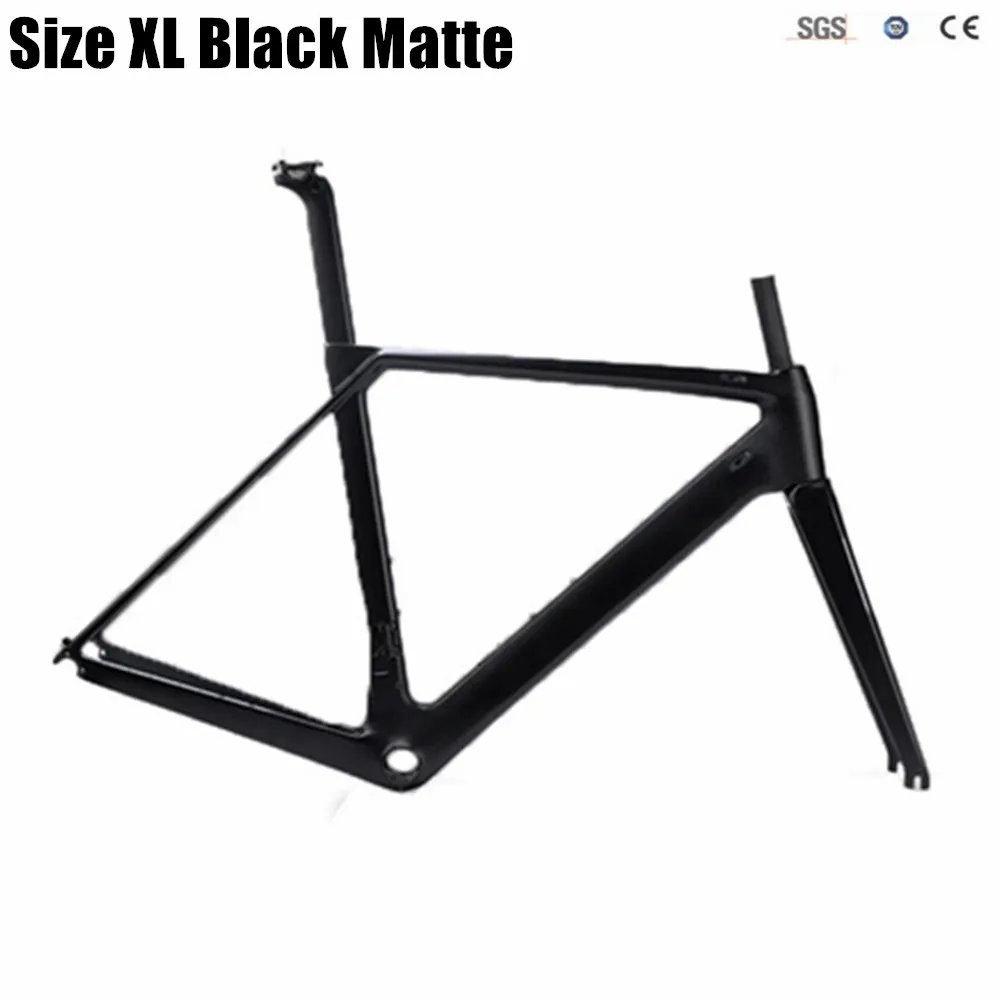 Size XL Black Matte Супер легкая углеродная велосипедная Рама XS S M L XLcarbon Аэро рамка для дороги карбоновый скоростной дорожный каркас+ вилка+ гарнитура - Цвет: Size XL Black Matte