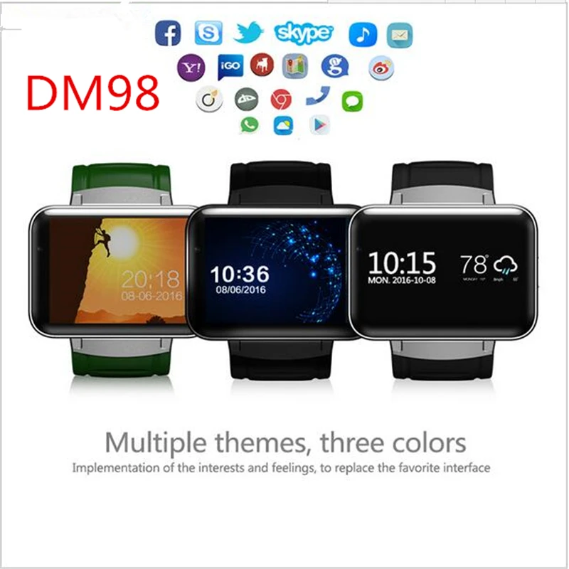 DOMINO DM98 Bluetooth Smart Watch 2.2 inch Android 4.4 OS 3G Smartwatch Phone MTK6572 Dual Core 1.2GHz 4GB ROM Camera WCDMA GPS |