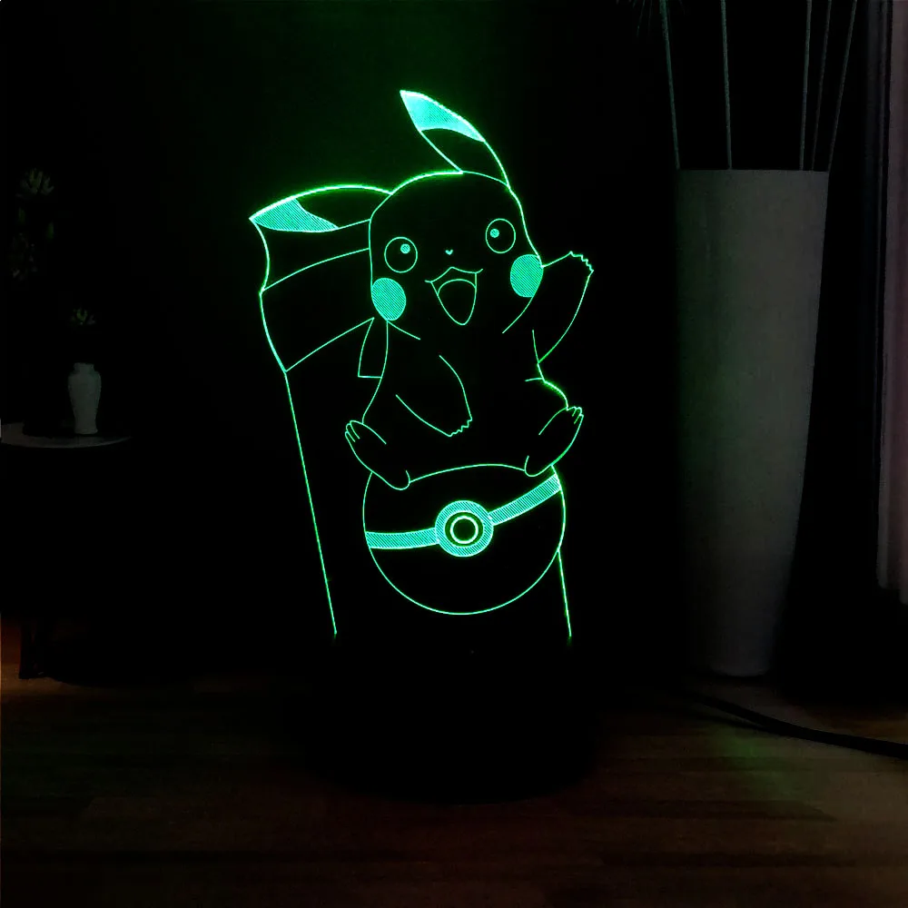 Горячая Пикачу Светодиодная лампа ночник Покемон книга свет мультфильм RGB 7