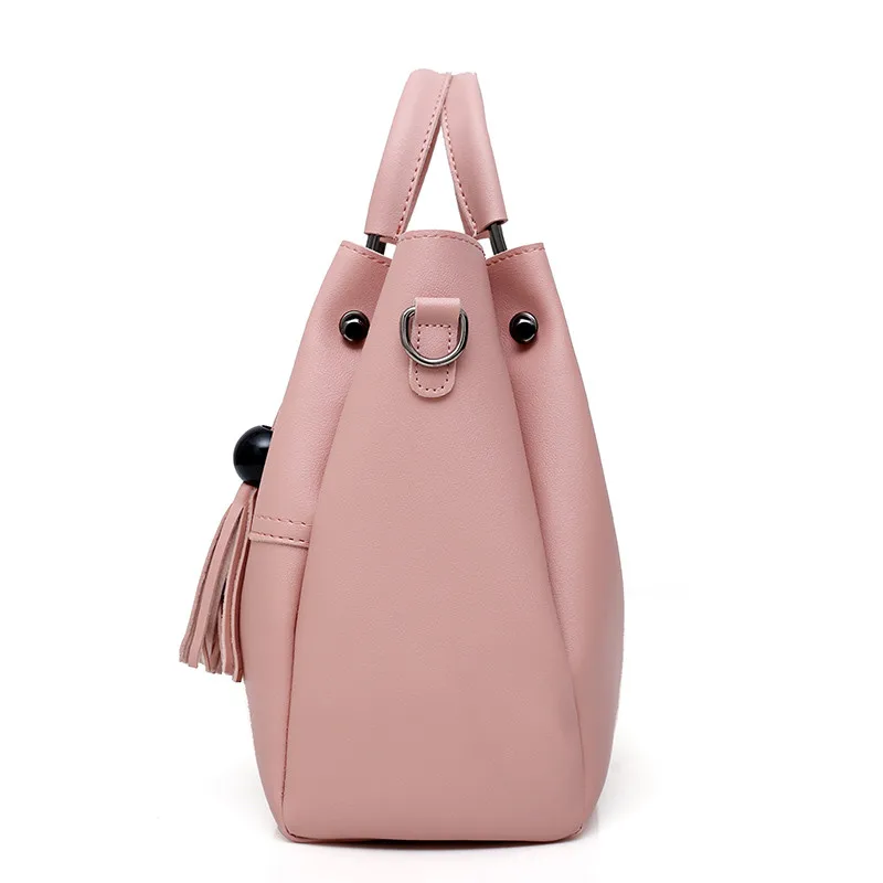 Комплект из 3 сумок с кисточками женские кожаные сумки и кошельки на плечо модная