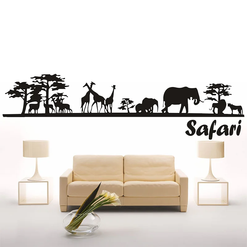 [Суббота Монополия] DIY черные сафари Животные наклейки на стену для детской