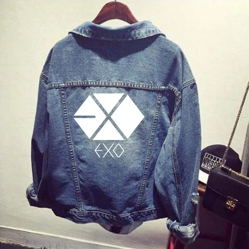 Новинка 2017 KPOP EXO K M рубашка джинсовая куртка пальто с дырками Женская бейсбольная
