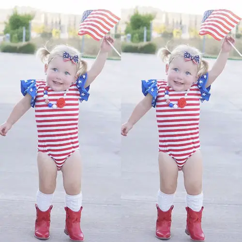 Новинка лета 2018 боди в полоску со звездами для маленьких девочек повседневный