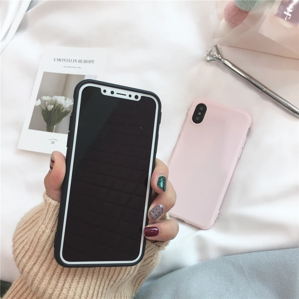 Чехлы для iphone 7 Ретро милый сплошной Цвет конфеты 6 S 8 Plus X Популярные обычный