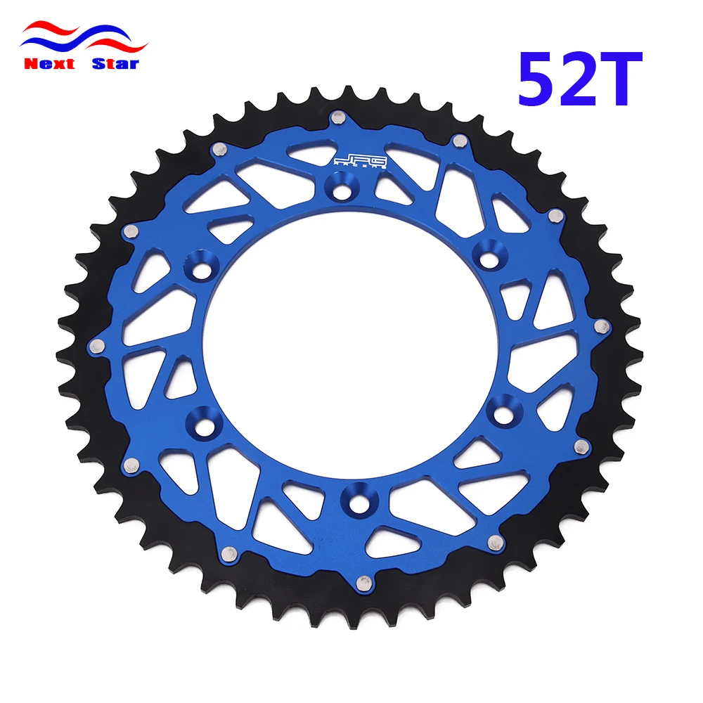 52T Blue Triangle Мотоцикла заднее зубчатое колесо для цепи для YAMAHA YZ TT-R WR 125 250 426 450 125L 125M 125T 250F-N 230T 230V 426M 426N 450V 450F 450Z - Цвет: 52T Blue Triangle