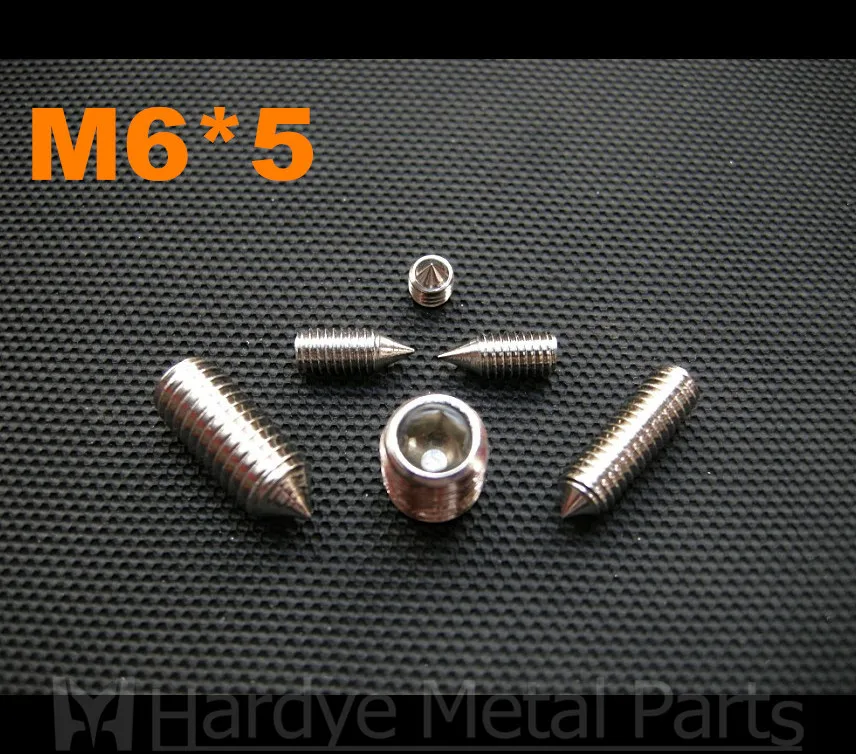 

500pcs/lot M6*5 DIN914 Stainless steel hex socket set screw with cone point