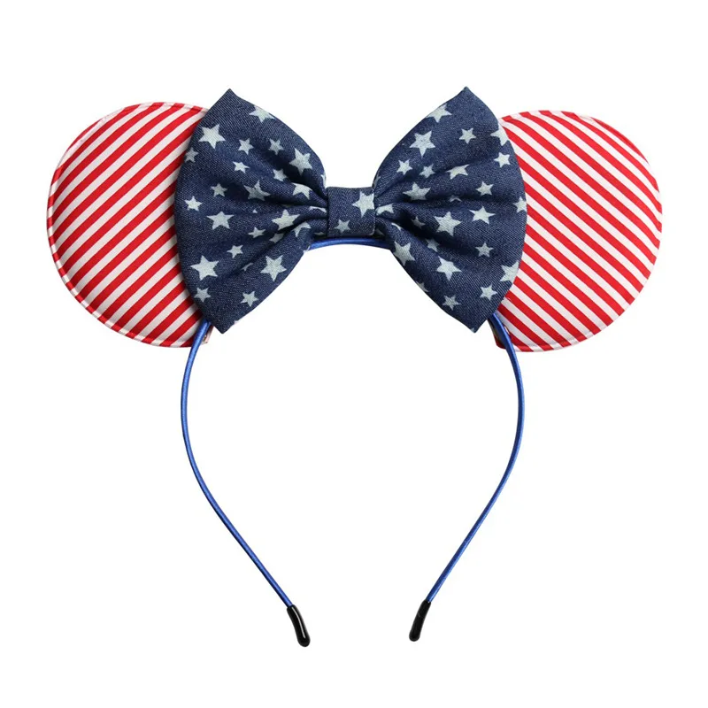 Mickey Ears Headband Minnie for Women Independence Day Hair Bow Mouse American Flag Girls Accessories | Детская одежда и обувь