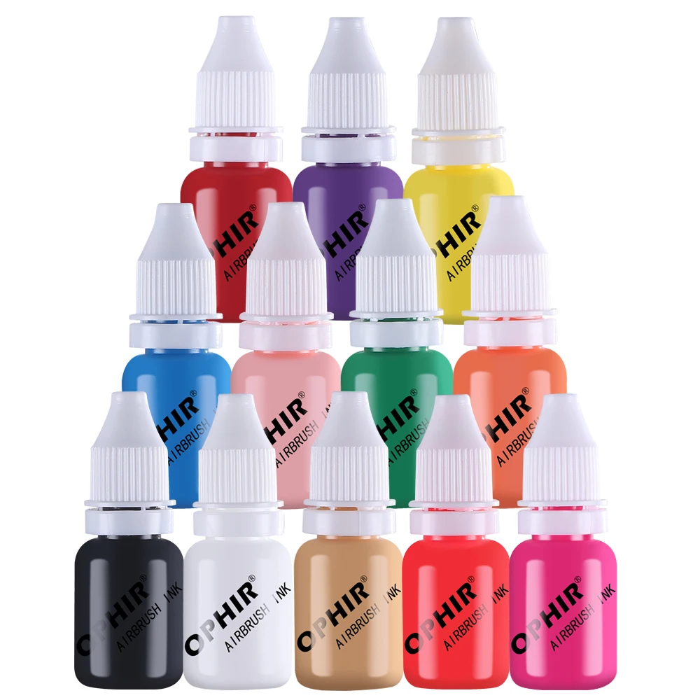 

12 Colors Airbrush Nail Art Inks Airbrush Nail Pigments for Nail Stencils Painting 10ML/Bottle Nail Tools _TA098(1-12)