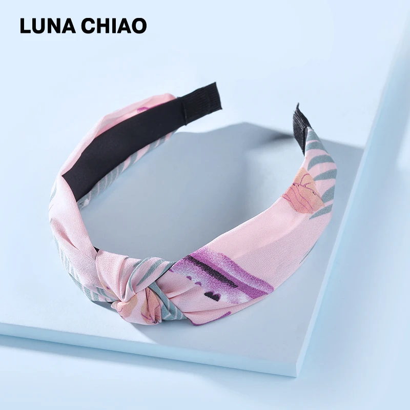 LUNA CHIAO, женские модные аксессуары для волос, ткань, дикие цветы, печатные повязки для волос, тропический стиль, повязки с узлом для женщин