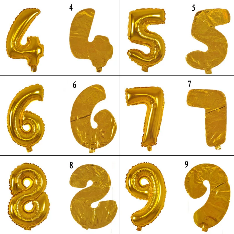 hot sale 16 inch Bright Gold balloons Digital 0-9 Number Balloons Wedding Birthday Party Decorative Inflatable balloon | Дом и сад