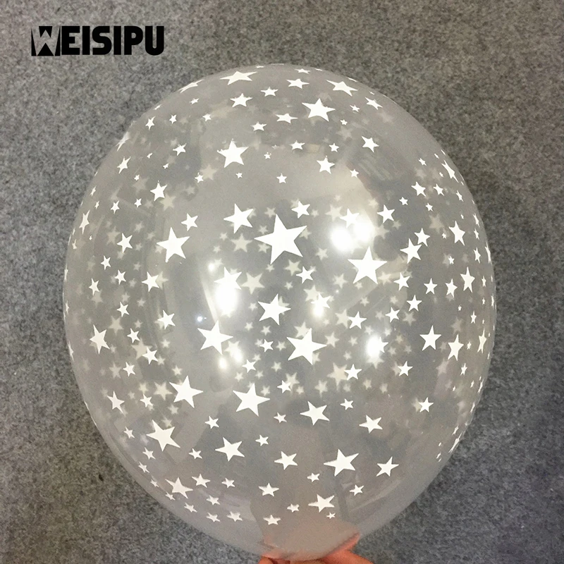 

Hot Sale 10pcs/lot 12 inch Stars Clear Latex Balloons Inflatable Transparent Balloons Wedding Birthday Party Decoration Supplies
