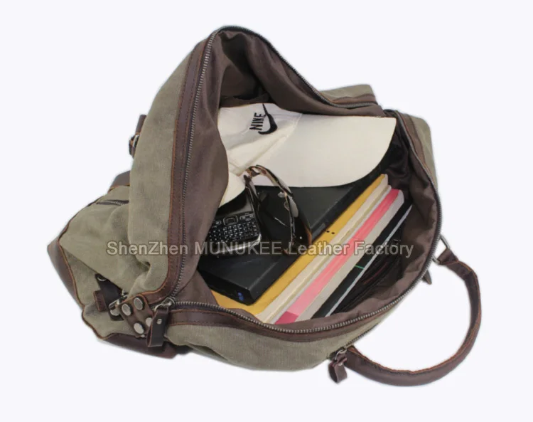 Military Canvas Leather Men's Travel Bag Hand Luggage Bag Carry On Large Men Leather Duffle Bag Tote Big Weekend Bag Overnight