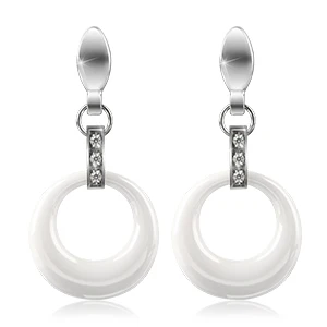 White Earrings Новые модные синие розовые серьги-гвоздики, Керамические Серебряные женские серьги, индивидуальное издание, геометрические круглые ювелирные изделия - Окраска металла: White Earrings
