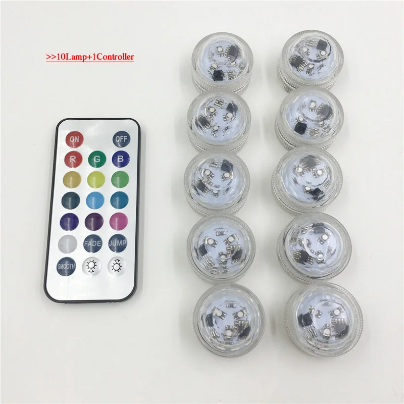 RGB Led многоцветный RGB+ пульт дистанционного управления погружной светильник IP68 подводный бассейн пруд светильник Открытый Декор Светильник ing лампа - Испускаемый цвет: 10Lamp 1Controller