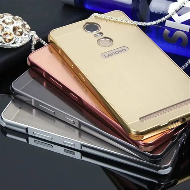 Футляр для Lenovo K5 Note Case Luxury Plating Mirror Aluminum Metal Frame + PC Back Cover Phone Bag on.