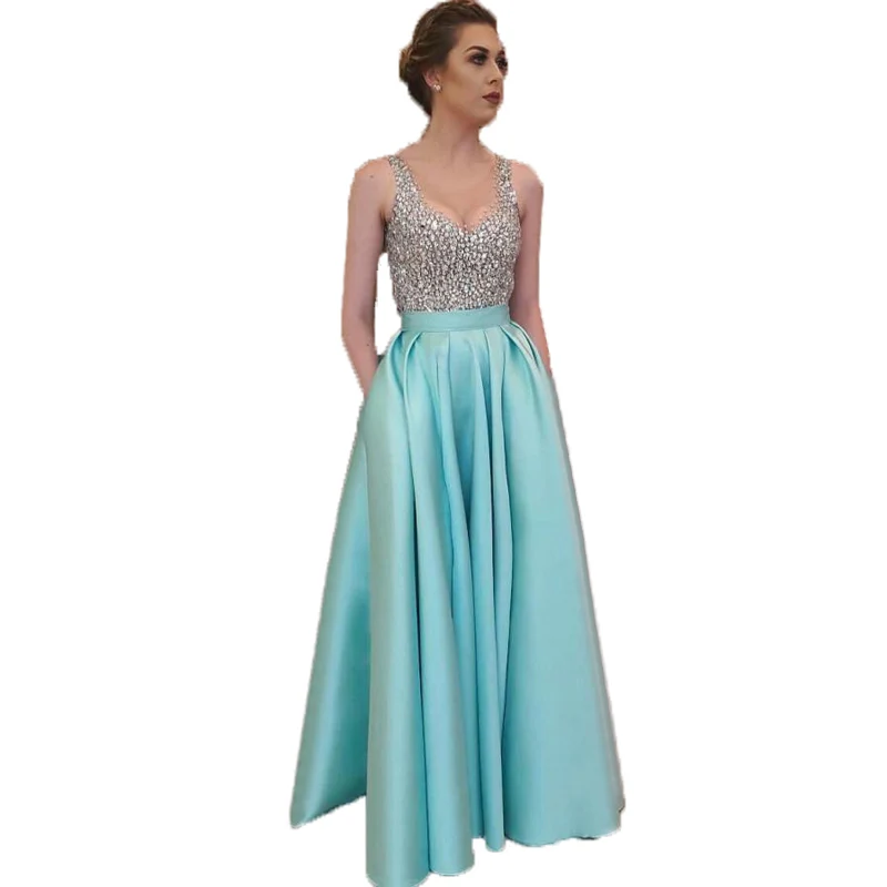 Женская атласная юбка Tiffany Blue модная длинная в пол с невидимой молнией вечерние