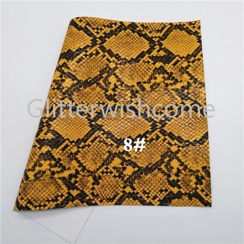 Glitterwishcome 21X29CM A4 Size Vinyl For Bows Snake Python Synthetic Leather Fabirc Faux Leather Sheets for Bows, GM428A