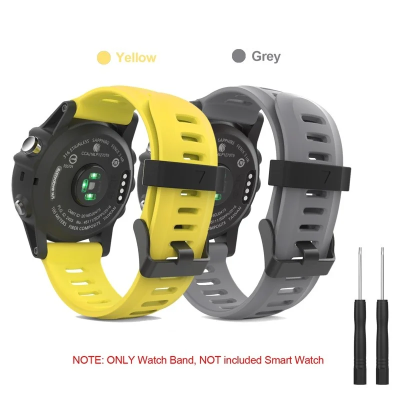 YOOSIDE 2-PACK 26 мм мягкий силиконовый ремешок для спортивных часов ремешок для Garmin Fenix 3/Fenix 3 HR/Quatix 3/Tactix Bravo/Fenix 5X/5 Plus - Цвет: Yellow Grey
