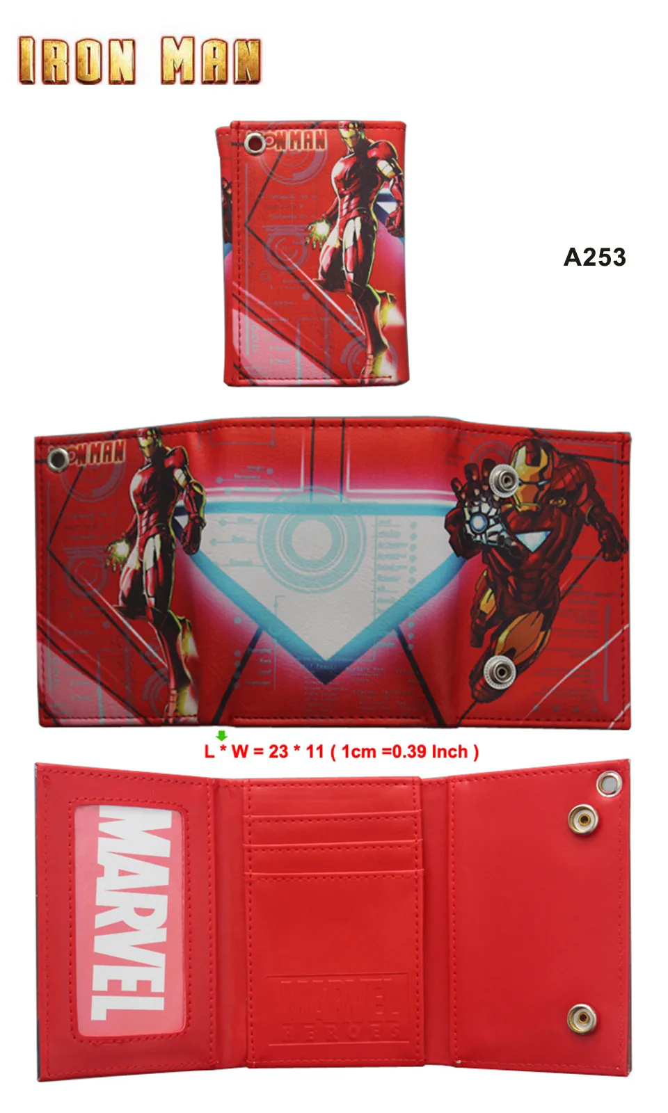 Мультфильм Аниме Железный человек кошелек carteira Marvel Comics Железный человек юбилей кошелек доллар цена подарок дети мальчик девочка кожаные кошельки
