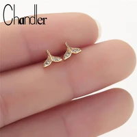chandler 1pair crystal fish tail earrings for women copper cz memaid crystal mini studs earring for kids girls trendy teens
