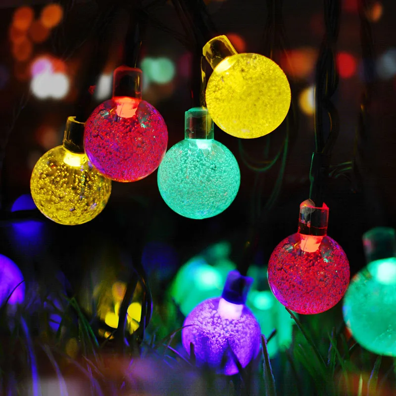 

30LEDs 6M Bubble Ball LED Solar String Lights Outdoor Garden Christmas Party Festival Decorative Lightings Waterproof Lamp Strip