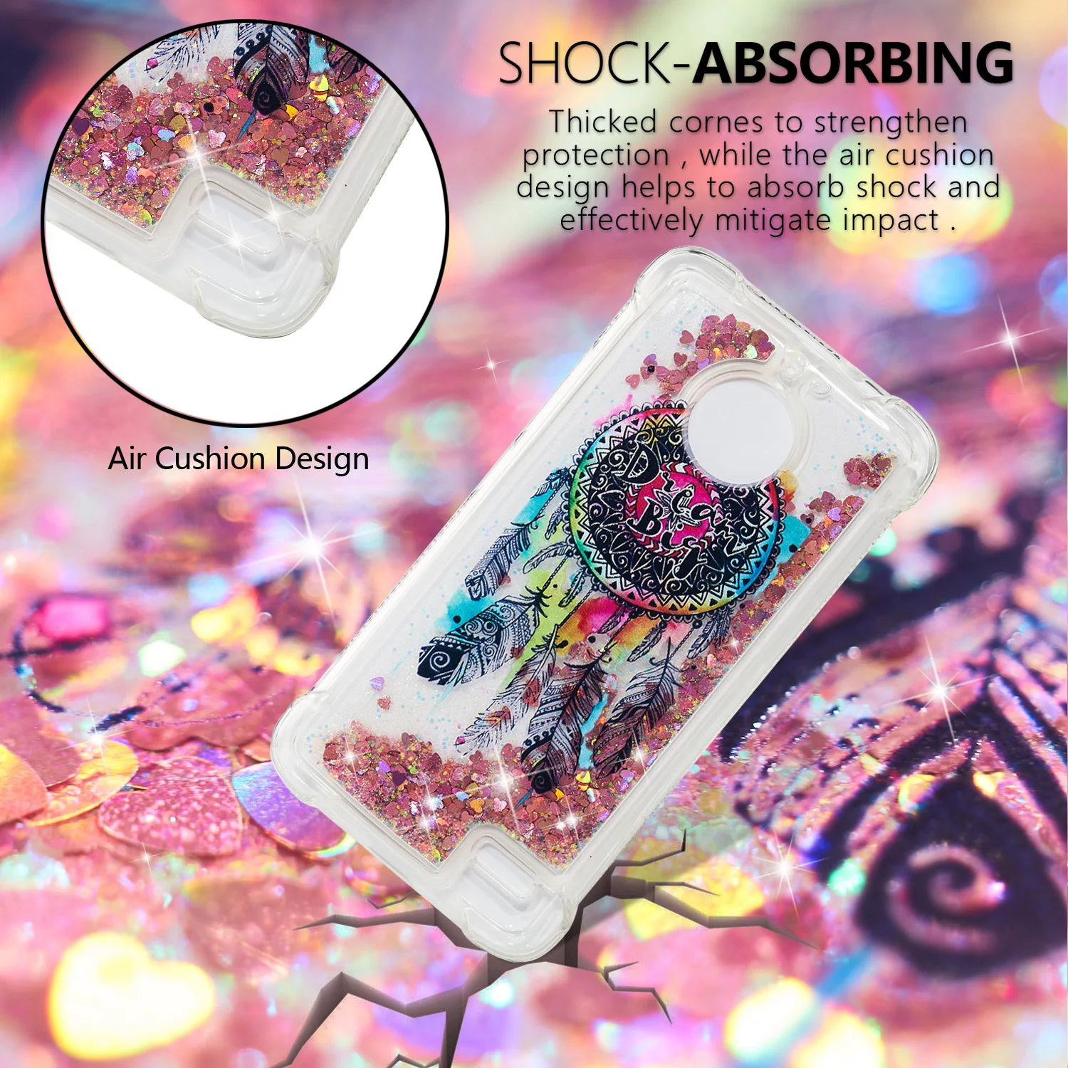 Чехол-бампер для Motorola Moto E4 Dynamic Love Heart quicksand мягкий силиконовый чехол из ТПУ E 4 XT1762