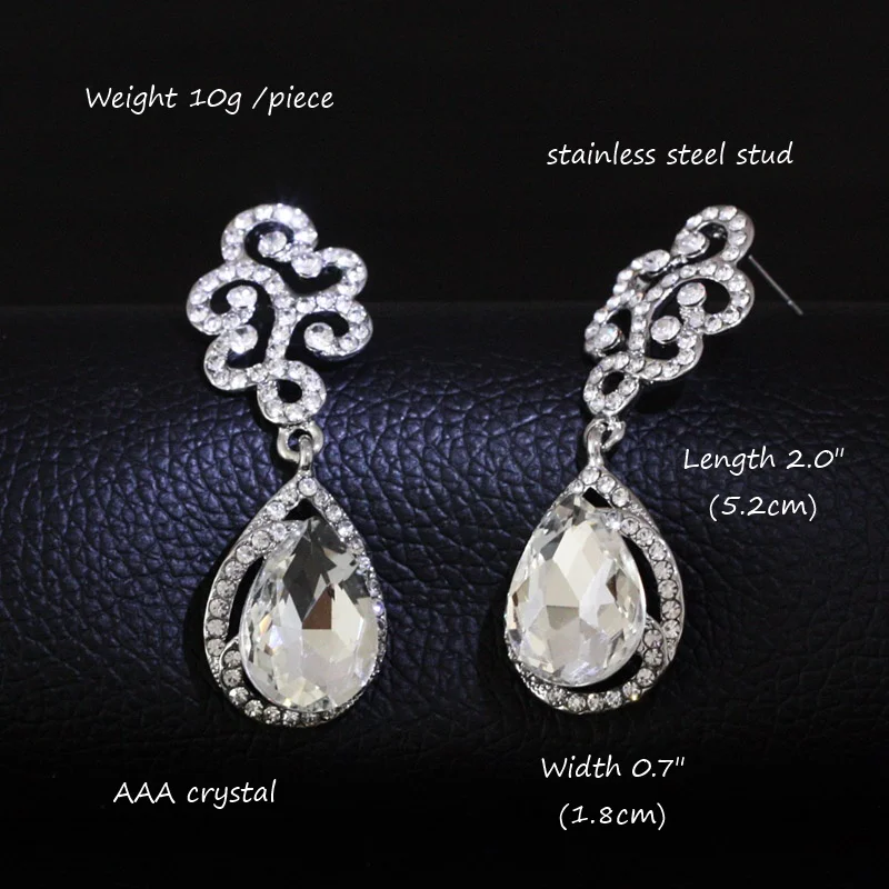 OCESRIO Воды Падение Висячие Серьги для Женщин ААА Австрия Кристалл серьги серебро с