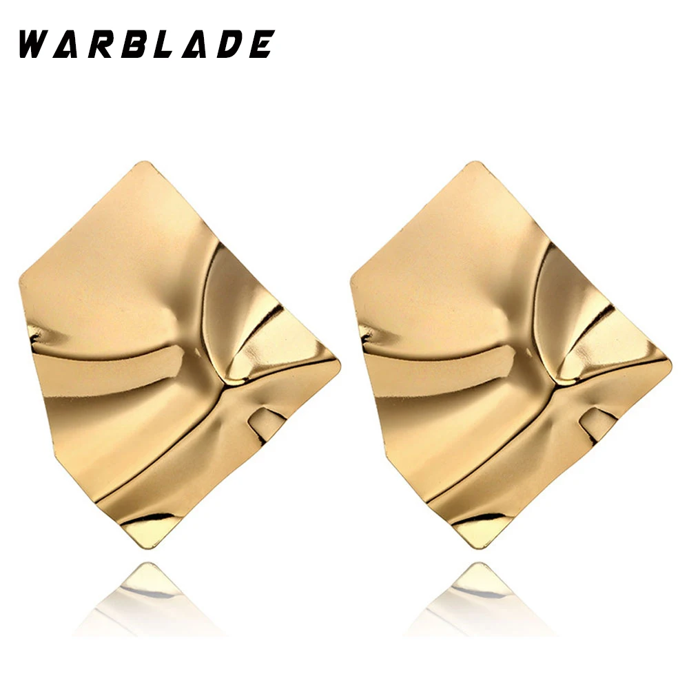 2018 серебряные цвета Нерегулярные геометрические серьги гвоздики модные