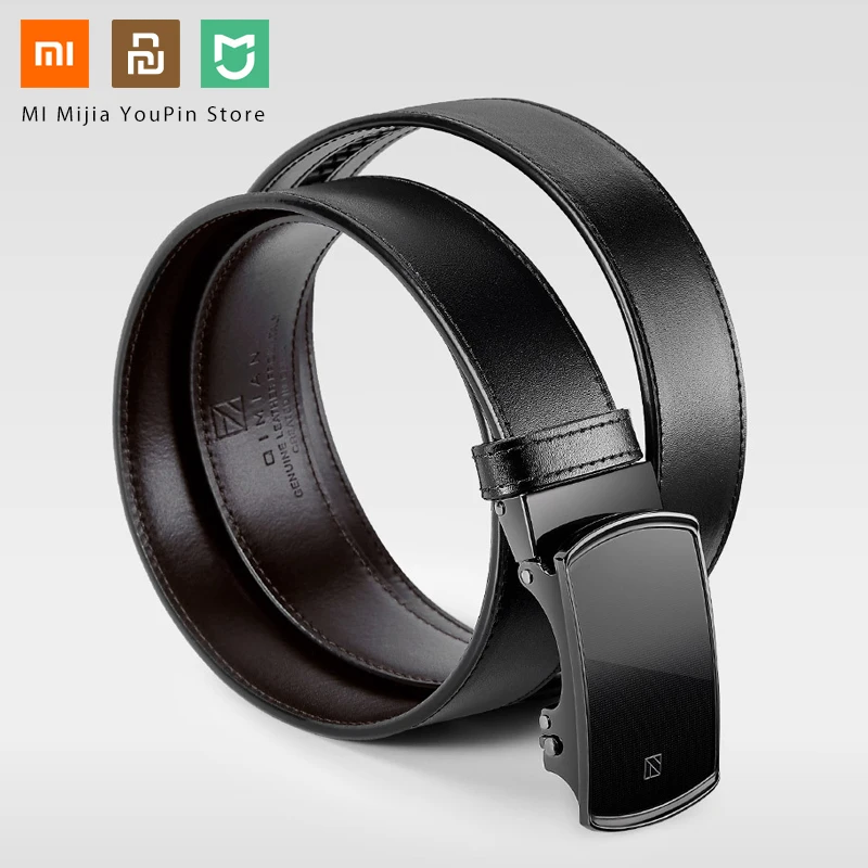 Мужской ремень из натуральной кожи Xiaomi Qimian ЧЕРНЫЙ Итальянский автоматический