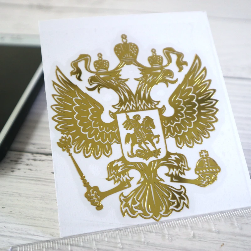 CK2725#34*39мм наклейки на авто 3D Герб России Никель Металл водонепроницаемые машину