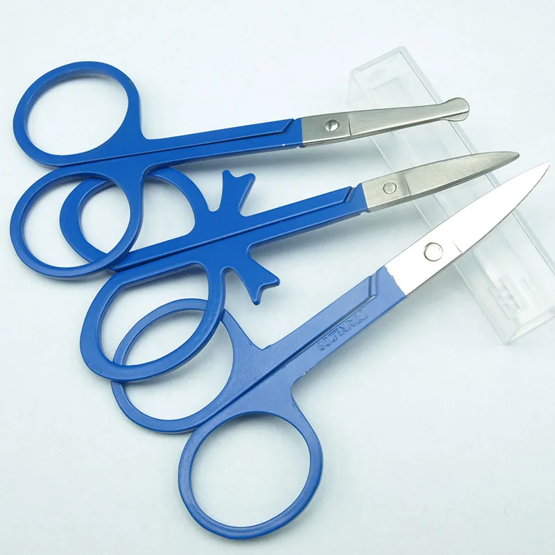 3 шт. синие ножницы для кутикулы Маникюр ногтей бровей носа ресниц изогнутые