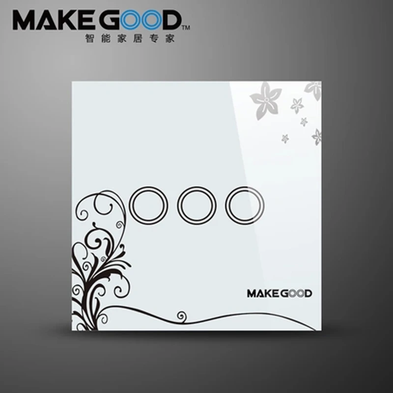 Сенсорный выключатель MakeGood 3 клавиши 1 канал стеклянная панель переключателя rystal