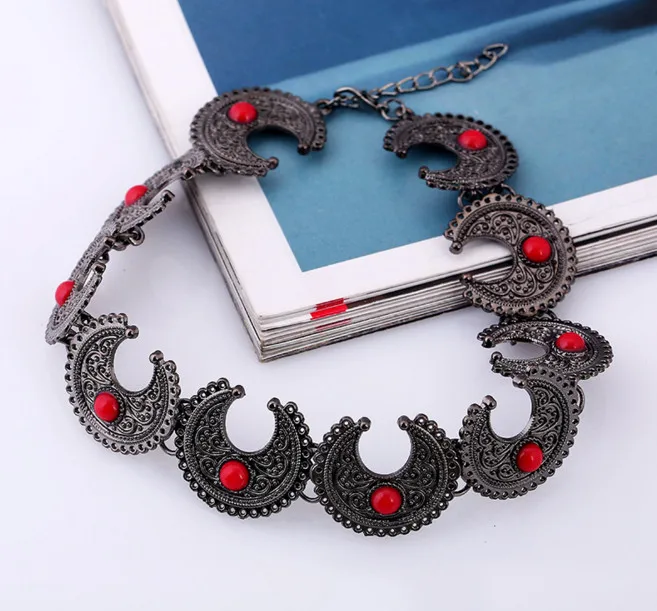 Колье в стиле бохо-чокер с Луной бриллиантовое серебряное Короткое женское