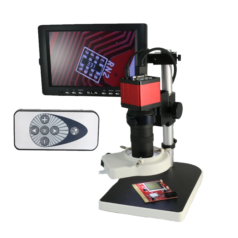 

13MP HDMI VGA Industry Microscope Camera 8X -130X Zoom C-mount Lens 56pcs Led 8" LCD Monitor For Industrial Lab PCB