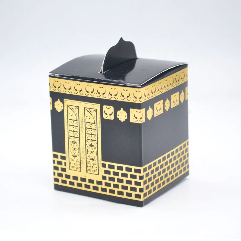 İslam camii mekke kabe simülasyon Eid Mubarak Favor kutusu ramazan Kareem şeker hediye ambalaj kutusu