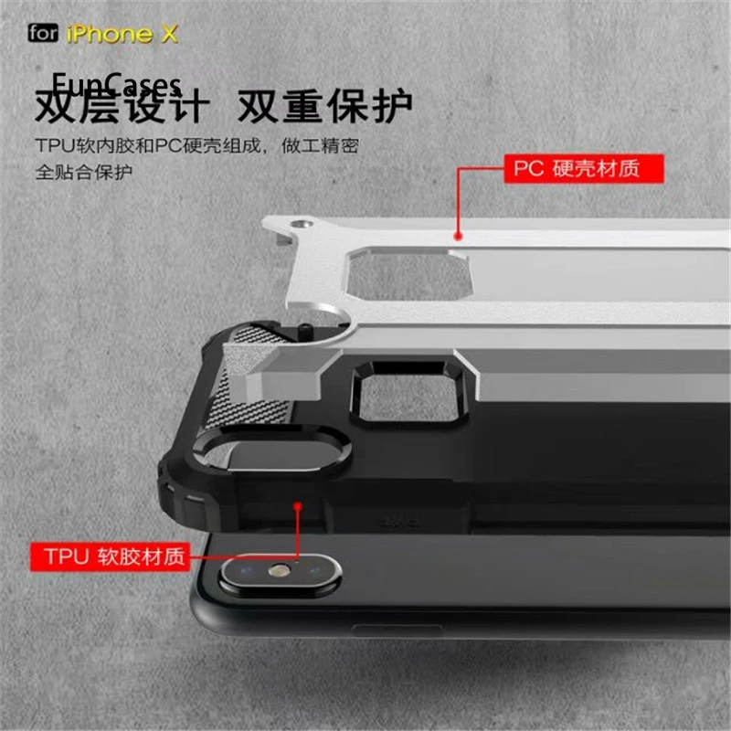Для iPhone X Case Shockroof Чехол-гибрид из ТПУ бронированный жесткий чехол на заднюю