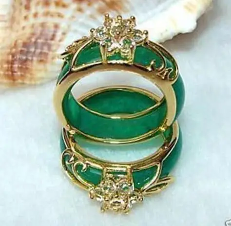 

Wholesale price 16new ^ ^ ^ ^ 2 PCS Hand Sculptures Green stone Ring