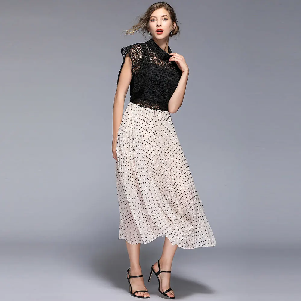 Женское длинное платье трапеция Borisovich летнее шифоновое с вырезами и кружевом